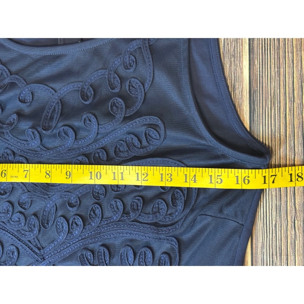 Lilly Pulitzer Sheath Dress Womens M Navy Blue Mesh Soutache Ribbon Sleeveless - Picture 7 of 16